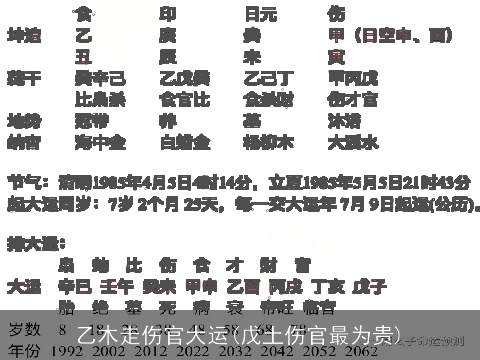 乙木走伤官大运(戊土伤官最为贵)