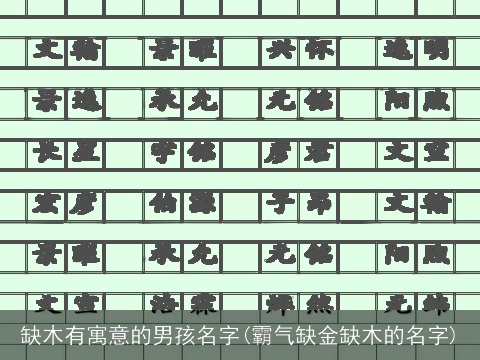 缺木有寓意的男孩名字(霸气缺金缺木的名字)