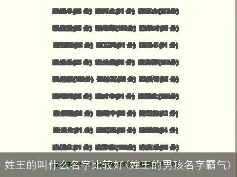 姓王的叫什么名字比较好(姓王的男孩名字霸气)
