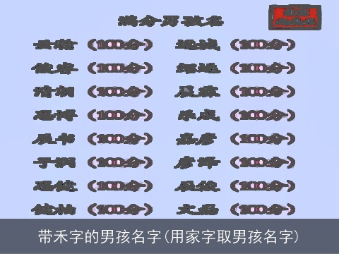 带禾字的男孩名字(用家字取男孩名字)