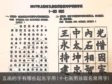 五画的字有哪些起名字用(十七画男孩取名常用字)