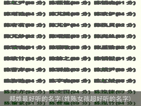 郑姓最好听的名字(姓陈女孩超好听的名字)