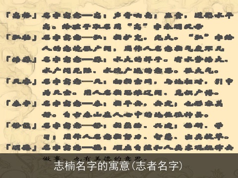 志楠名字的寓意(志者名字)