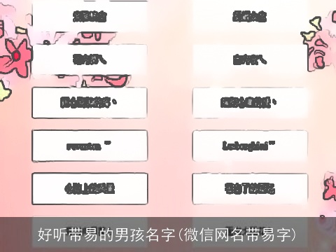 好听带易的男孩名字(微信网名带易字)
