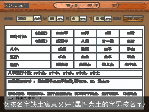 女孩名字缺土寓意又好(属性为土的字男孩名字)