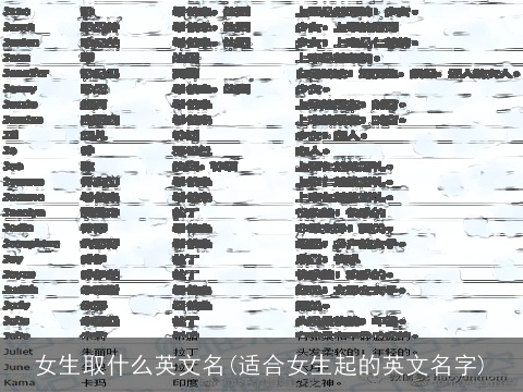 女生取什么英文名(适合女生起的英文名字)