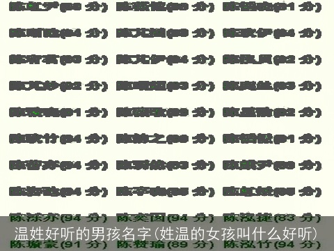 温姓好听的男孩名字(姓温的女孩叫什么好听)