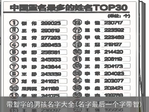 带智字的男孩名字大全(名字最后一个字带智)