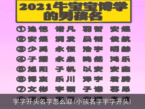 宇字开头名字怎么取(小孩名字宇字开头)