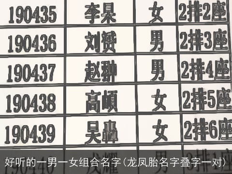 好听的一男一女组合名字(龙凤胎名字叠字一对)