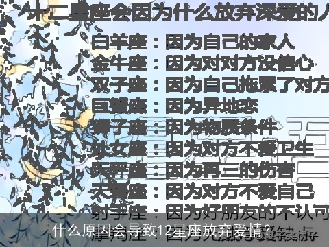 什么原因会导致12星座放弃爱情？