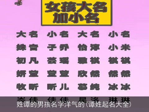 姓谭的男孩名字洋气的(谭姓起名大全)