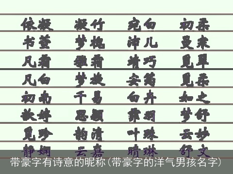 带豪字有诗意的昵称(带豪字的洋气男孩名字)