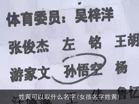 姓黄可以取什么名字(女孩名字姓黄)