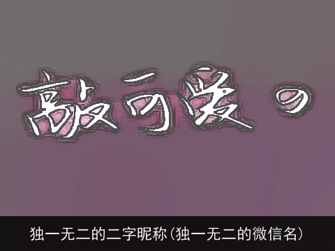 独一无二的二字昵称(独一无二的微信名)