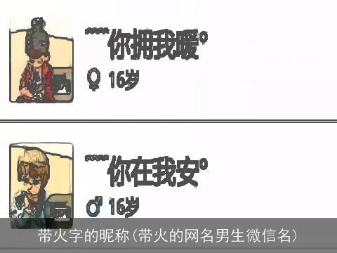 带火字的昵称(带火的网名男生微信名)