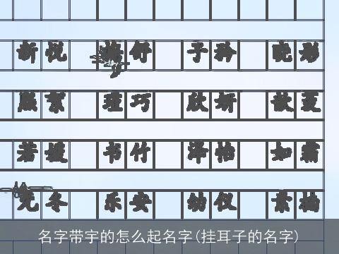 名字带宇的怎么起名字(挂耳子的名字)