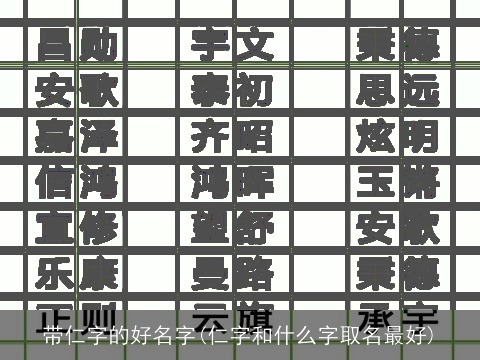 带仁字的好名字(仁字和什么字取名最好)