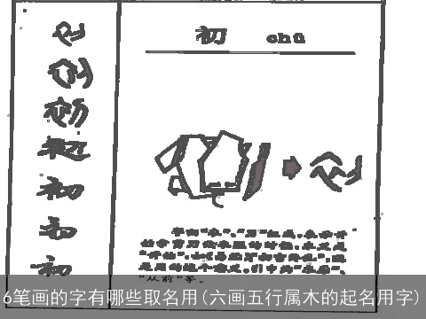 6笔画的字有哪些取名用(六画五行属木的起名用字)
