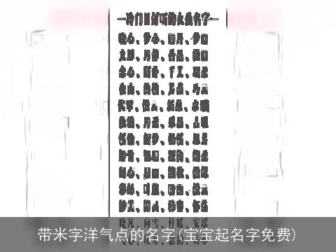 带米字洋气点的名字(宝宝起名字免费)