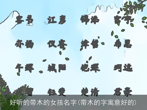 好听的带木的女孩名字(带木的字寓意好的)