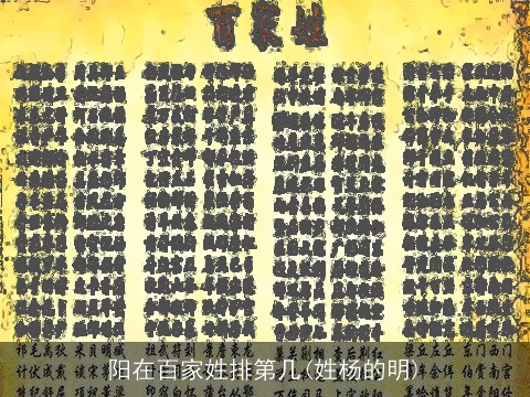 阳在百家姓排第几(姓杨的明)