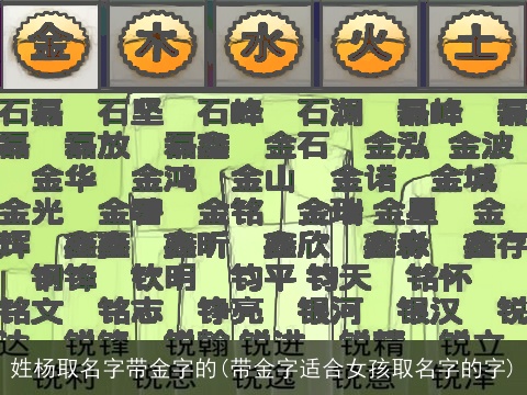 姓杨取名字带金字的(带金字适合女孩取名字的字)