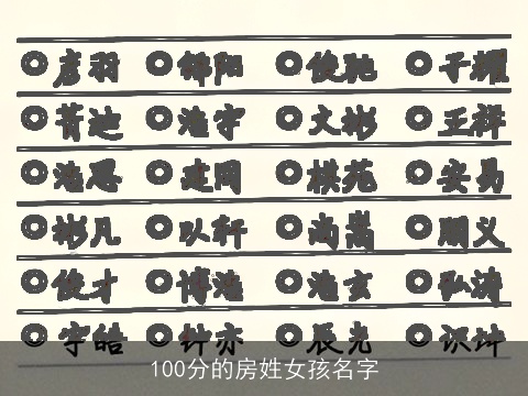 100分的房姓女孩名字