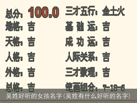 吴姓好听的女孩名字(吴姓有什么好听的名字)