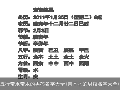 五行带水带木的男孩名字大全(带木水的男孩名字大全)