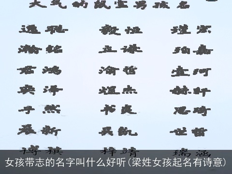 女孩带志的名字叫什么好听(梁姓女孩起名有诗意)