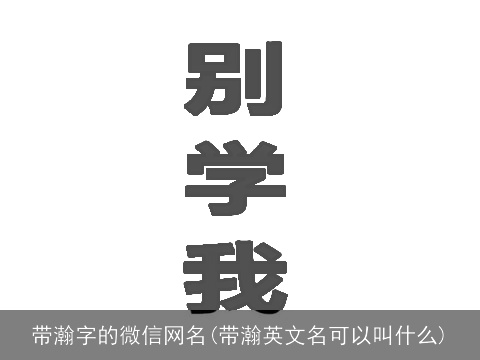 带瀚字的微信网名(带瀚英文名可以叫什么)