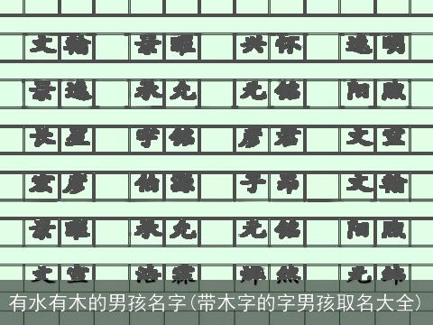 有水有木的男孩名字(带木字的字男孩取名大全)
