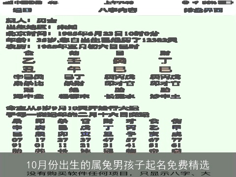 10月份出生的属兔男孩子起名免费精选