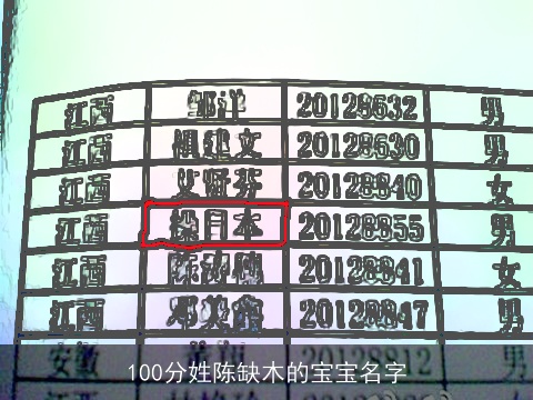 100分姓陈缺木的宝宝名字