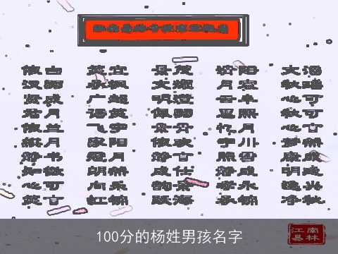 100分的杨姓男孩名字