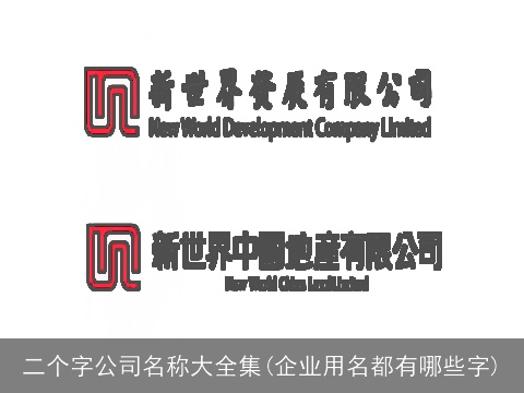 二个字公司名称大全集(企业用名都有哪些字)