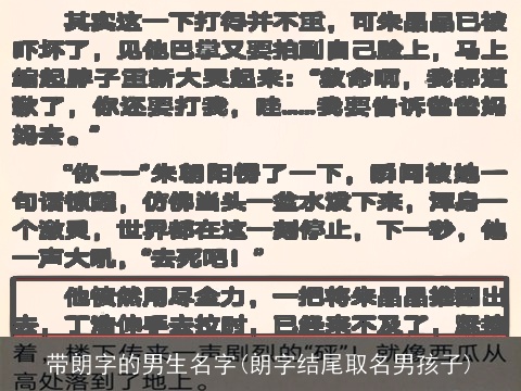 带朗字的男生名字(朗字结尾取名男孩子)