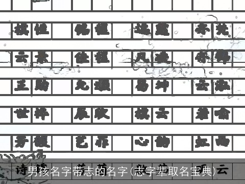 男孩名字带志的名字(志字辈取名宝典)