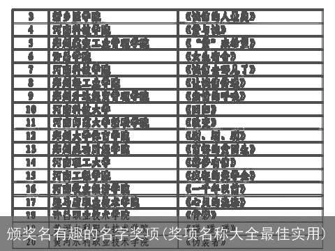 颁奖名有趣的名字奖项(奖项名称大全最佳实用)