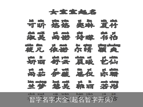 智字名字大全(起名智字开头)