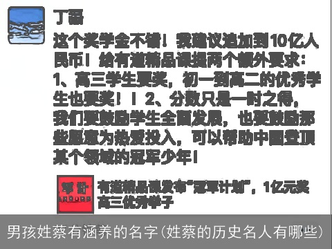 男孩姓蔡有涵养的名字(姓蔡的历史名人有哪些)