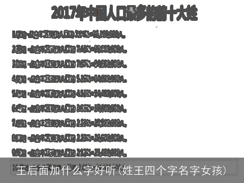 王后面加什么字好听(姓王四个字名字女孩)