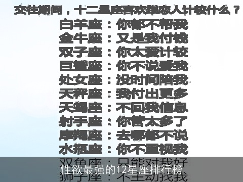 性欲最强的12星座排行榜