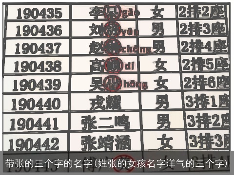 带张的三个字的名字(姓张的女孩名字洋气的三个字)