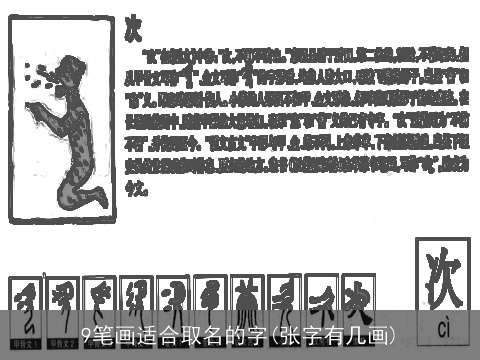 9笔画适合取名的字(张字有几画)
