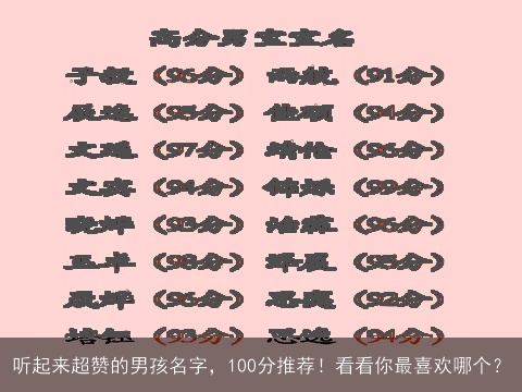 听起来超赞的男孩名字，100分推荐！看看你最喜欢哪个？