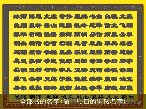 全部书的名字(简单顺口的男孩名字)