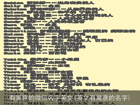 有寓意的微信名字英文(英文有寓意的名字)