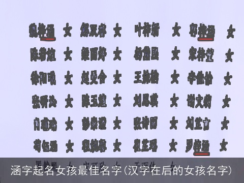 涵字起名女孩最佳名字(汉字在后的女孩名字)
